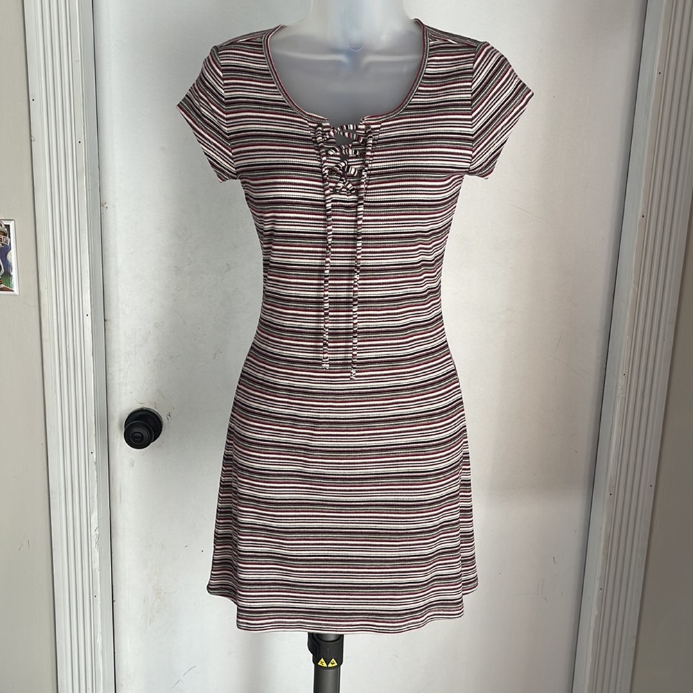 Aeropostale Fitted Mini Dress Multi Color Stripes